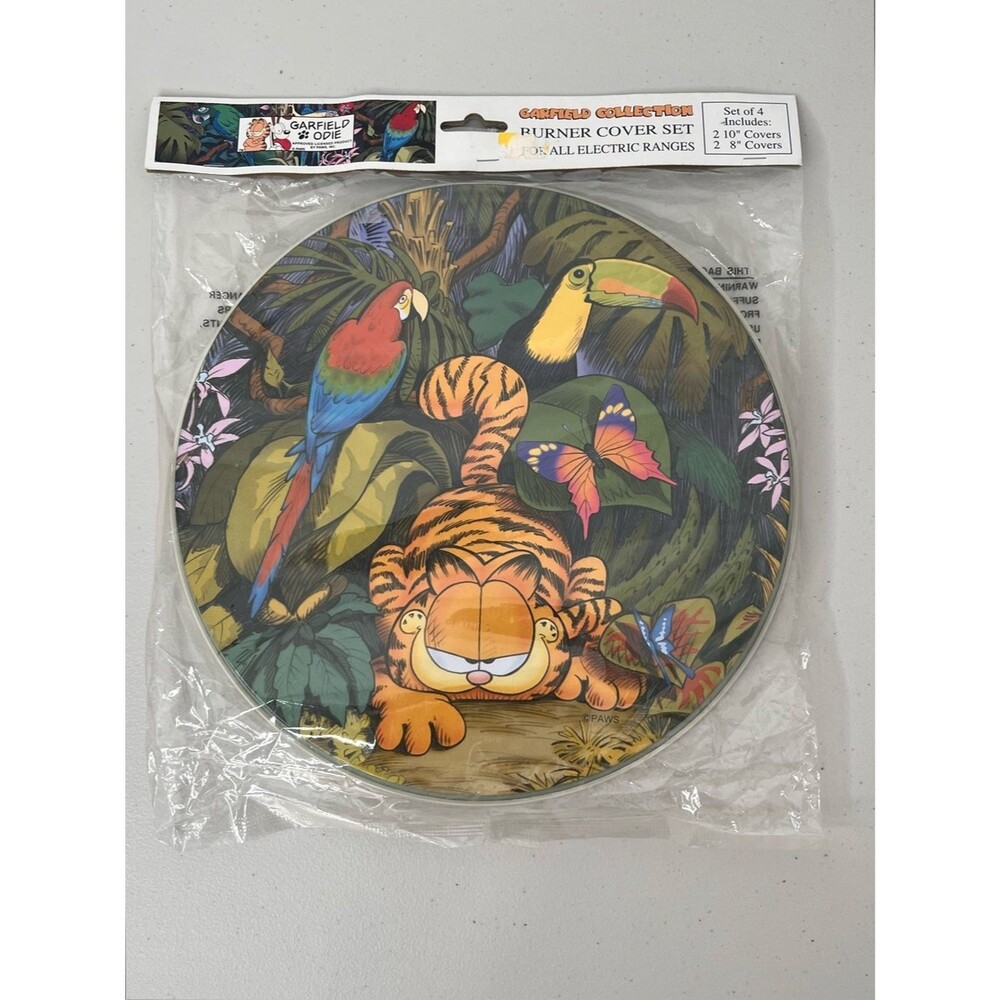 NEW Garfield Odie Burner Cover Set For Electric Ranges Jungle Theme 2 10” 2 8”